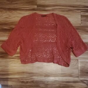 LAST CHANCE FINAL PRICE Open Knit Sweater - Shrug Coral